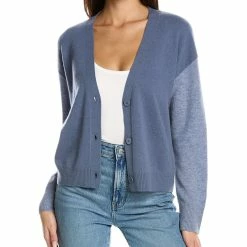 women Philosophy Tri-Colorblocked Over Washed Cashmere Cardigan