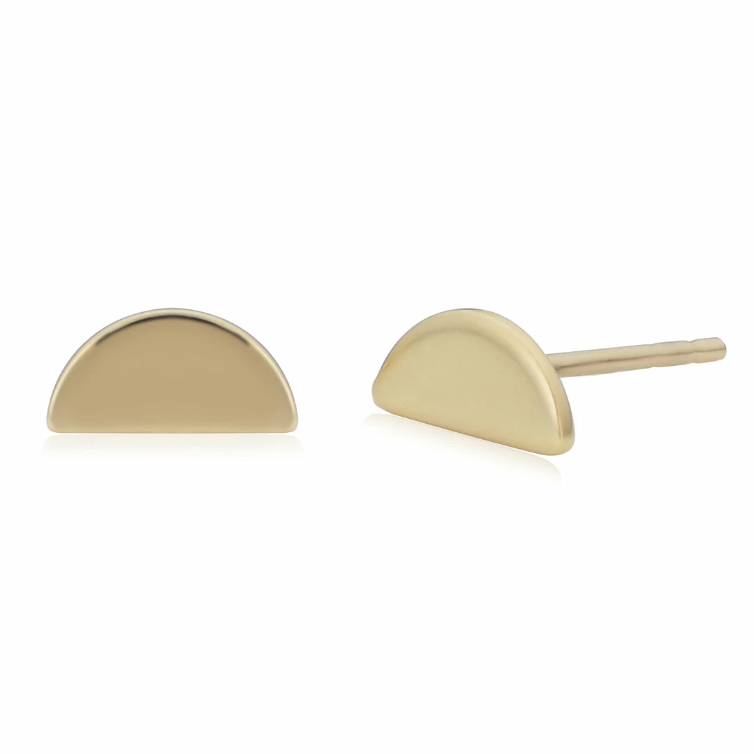 Fremada women 14k Yellow Gold Half Moon Half Circle Stud Earrings
