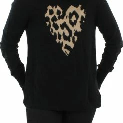 Philosophy Womens Cashmere Blend Animal Print Pullover Sweater