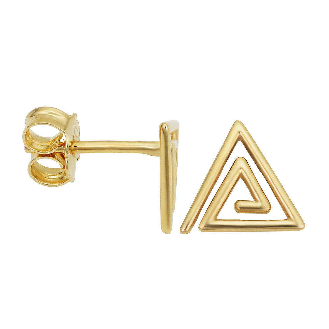 Fremada women 14k Yellow Gold Triangle Swirl Stud Earrings - Image 2